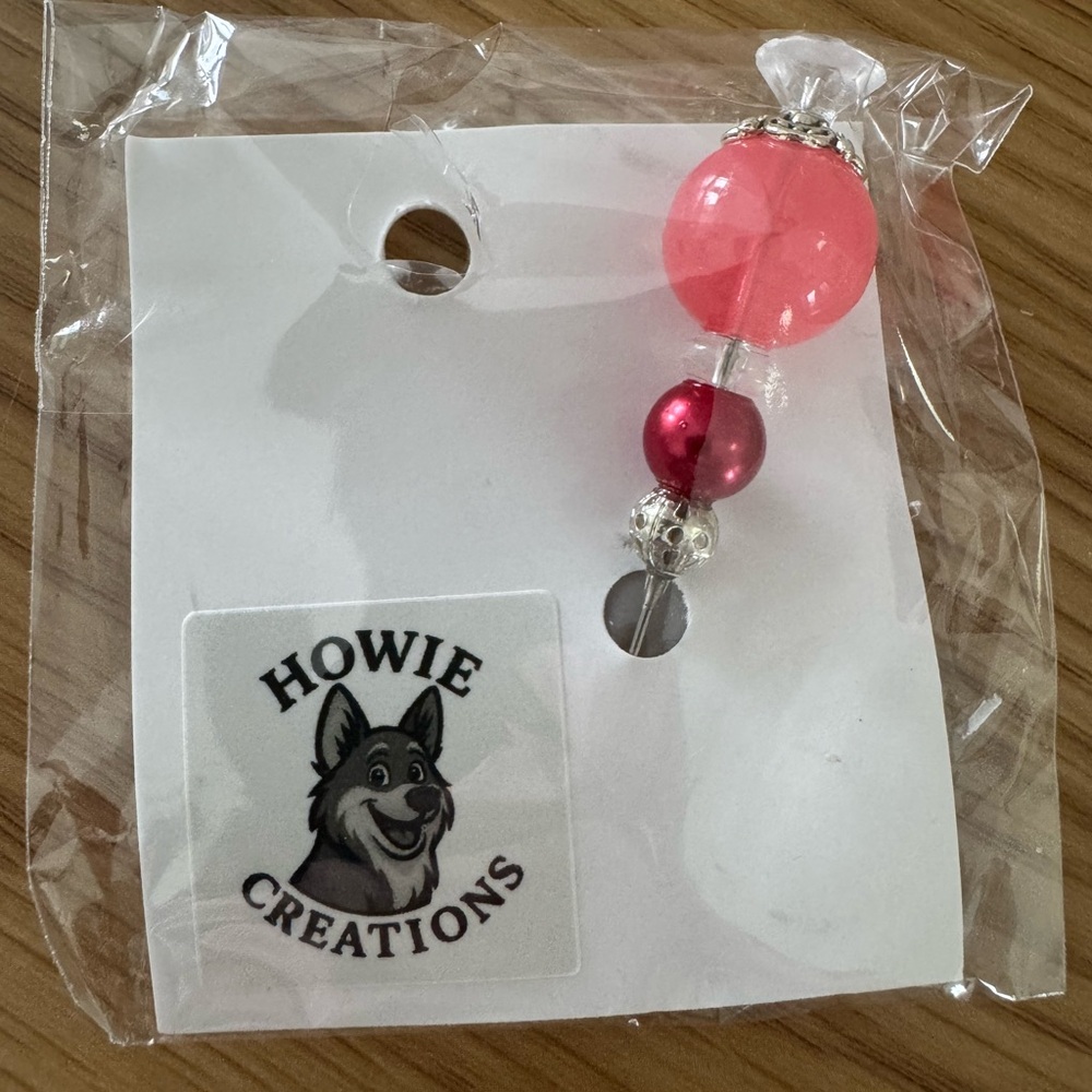 Howie Creations Pink Beaded Stick Pin - NWOT